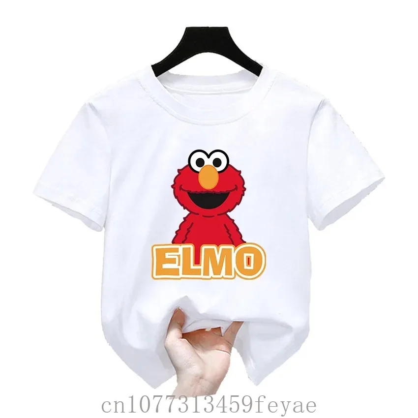 Summer Tops Cotton Cute Cartoon Kids T-Shirts Short Sleeve Tops Sesame Street Polyester Quick Dry Design Print Boys Girls Funny