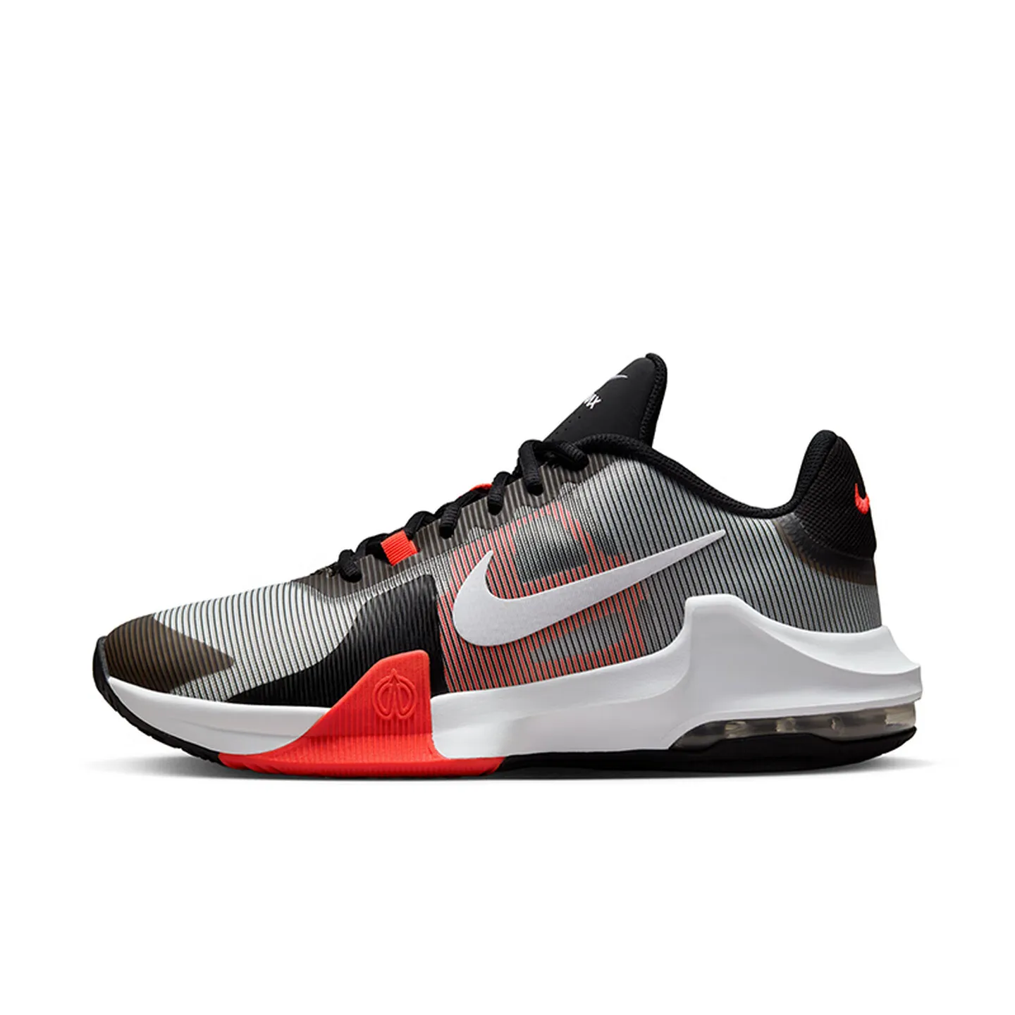 Nike Air Max Impact 4 Round Toe Lace-Up Cushioned Durable Low-Top Basketball Shoes Men's Grey/Red DM1124-002