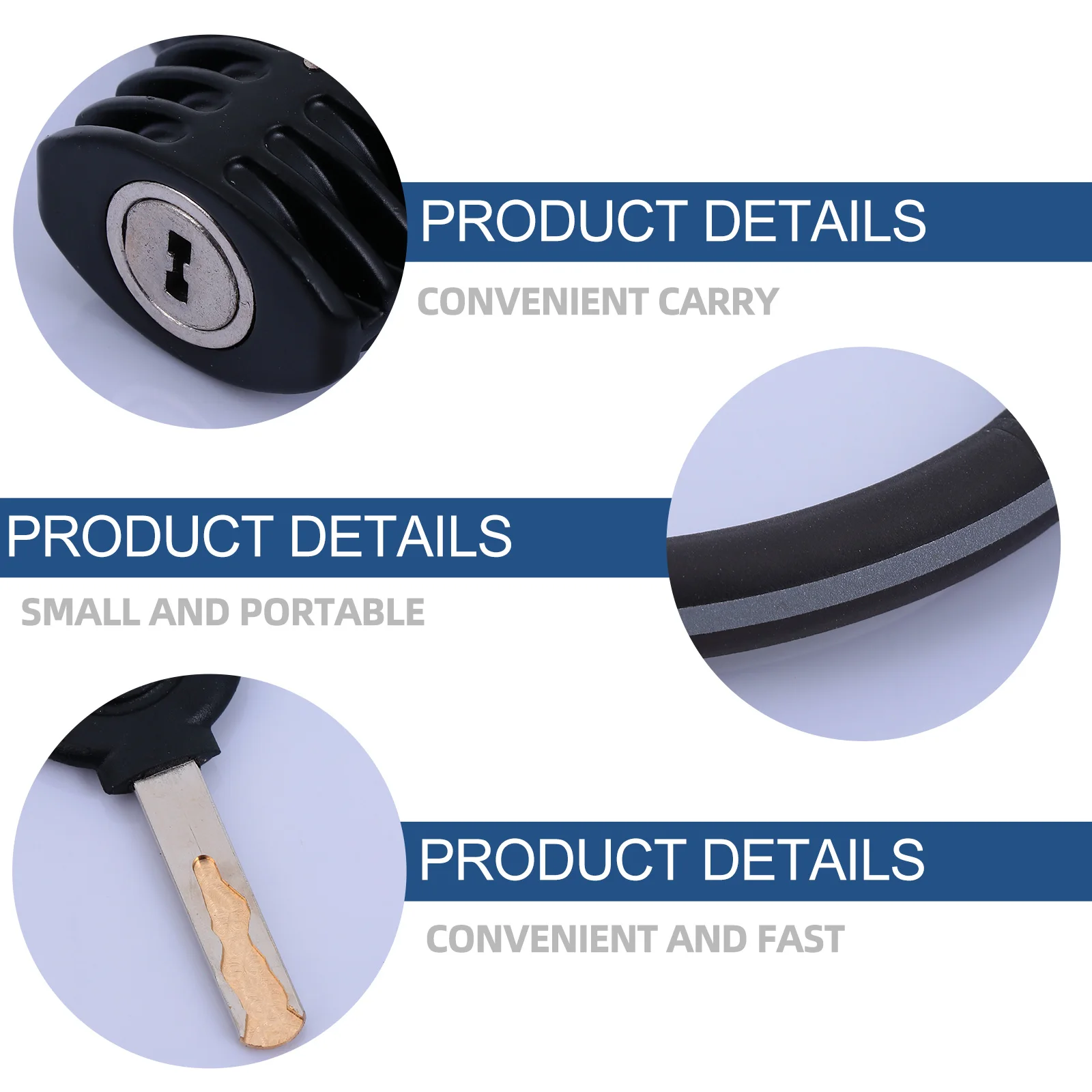 

Bicycle Mini Wheel PVC High Security Anti Theft Bike Zinc Alloy Durable Corrosion Resistant Rust Proof Steel Cable Strong Shear