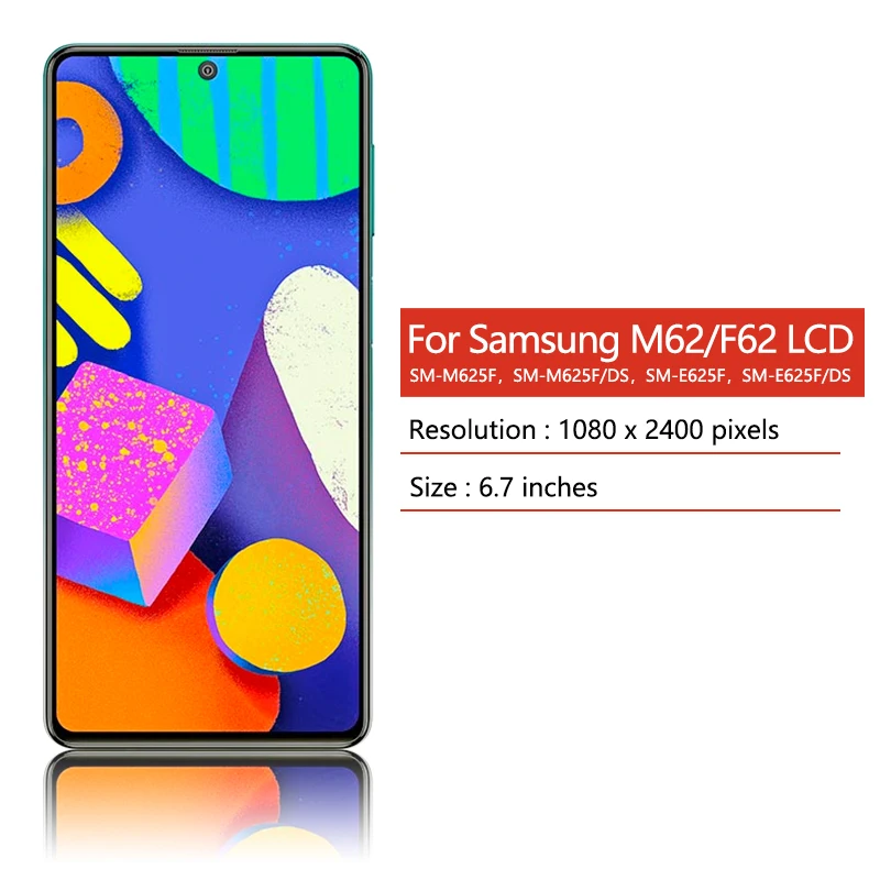 Imagem -02 - Super Amoled Display Lcd Touch Screen com Moldura Digitalizador para Samsung M62 Sm-m625f F62 Sm-e625f 67