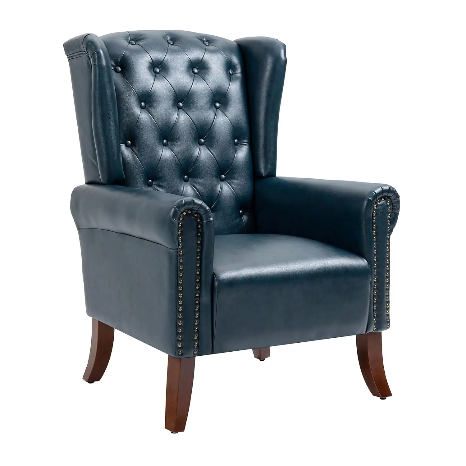 PU Leather Accent Chair Lounge Sofa with Buttons Rivet Trim Single Club Armchair for Living Room Bedroom Reception, Customized