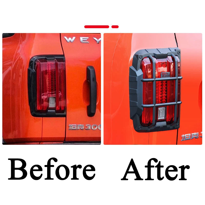 For GWM WEY Tank 300 2020 2021 2022 2023 2024 2Pcs Left Right Hand Driver ABS Plastic Carbon Fiber Rear Tail Light Lamp Cover