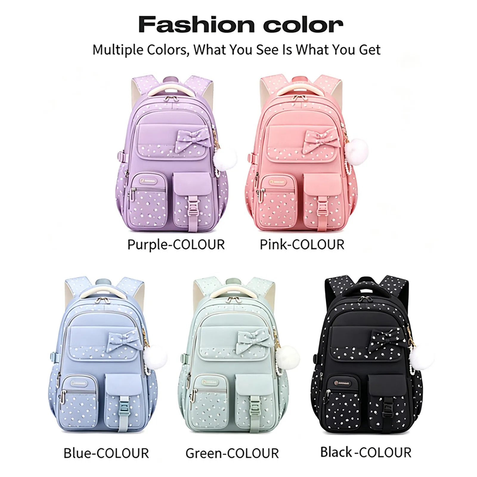 Back-Friendly Three-Piece School Bag Set For Girls Including A Pencil Case And Lunch Bag With Space For A 16-Inch Laptop Purple