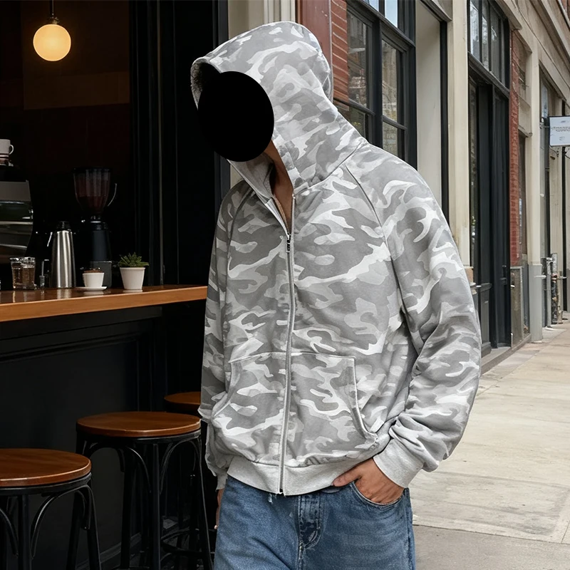 

Камуфляжные готические ретро модные уличные негабаритные универсальные осенне-зимние модные уличные толстовки в стиле Харадзюку на молнии унисекс