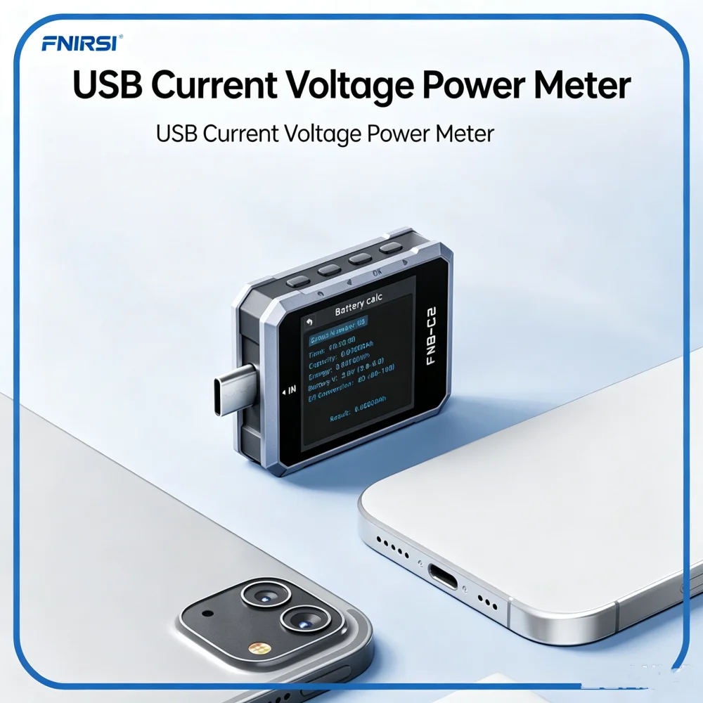 FNIRSI FNB-C2 6.5A 50V 240W 2 IN 1 Type-C USB Tester 1.54inch Digital Screen Voltmeter Current Power meter Cable Charger Test