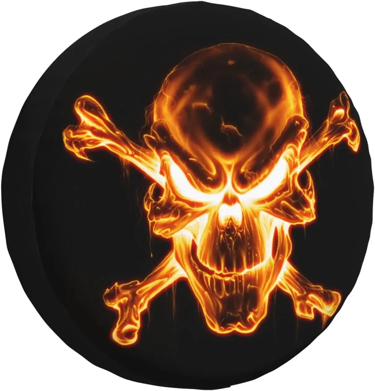 Flame Skull Spare Tire Cover Wheel Protectors Universal Dust-Proof Waterproof Fit for Trailer Rv SUV Truck Camper Travel Trailer