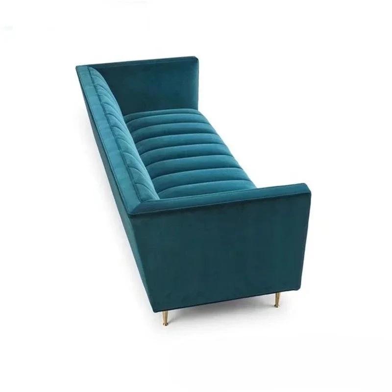 American three-person fabric sofa furniture model room hotel apartment stainless steel fashion double sofa