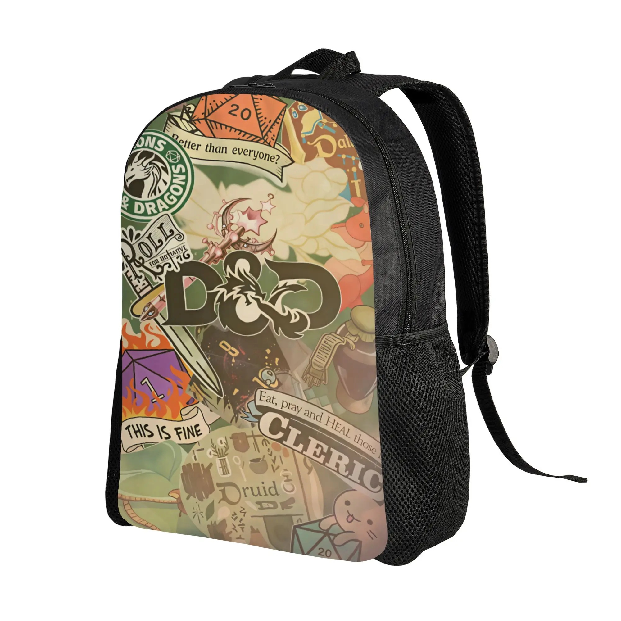 Dungeon Dragon DND Backpack Youth  Lightweight Backpacks Polyester Kawaii High School Bags Trekking Design Rucksack