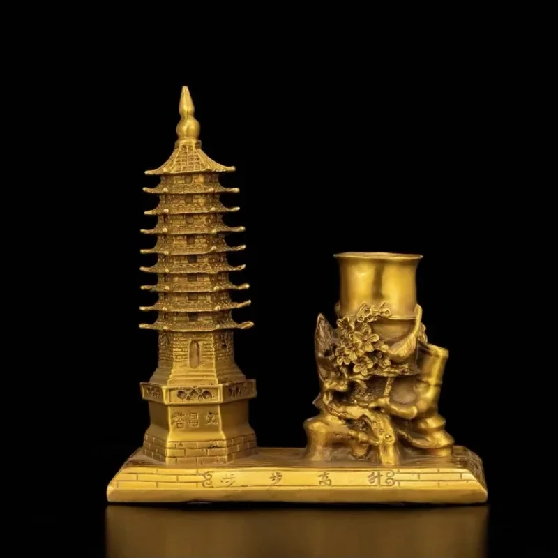 

Copper Statue Pure copper, bamboo, Wenchang tower, brass, Wenchang tower, pen holder ornament