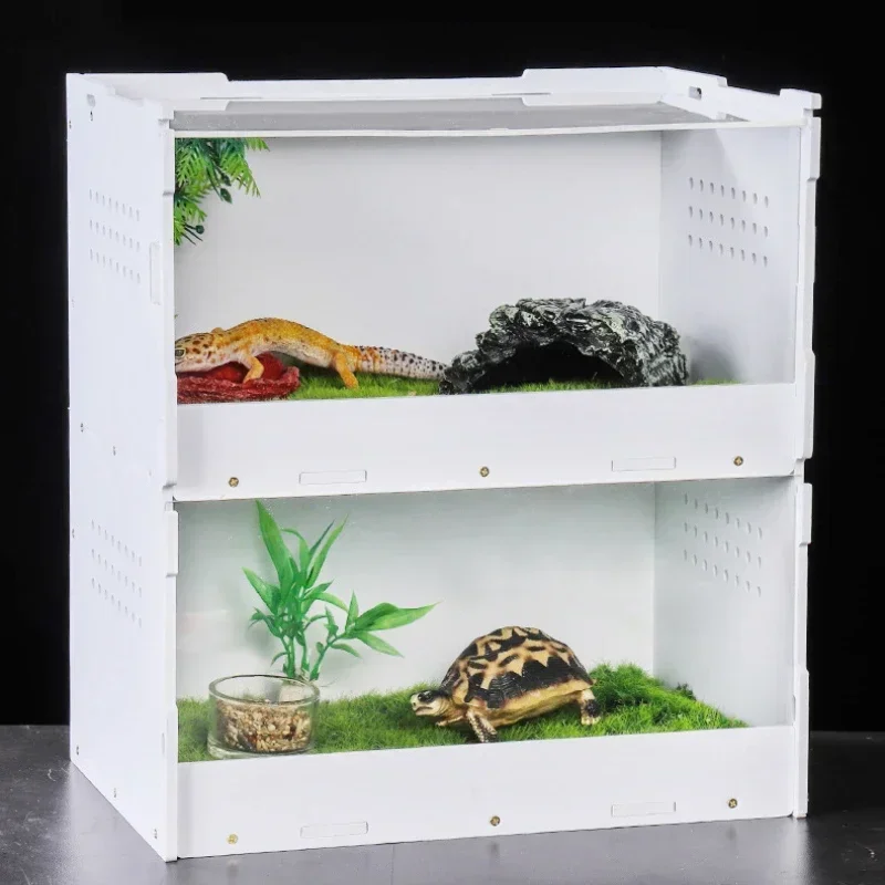 Pet Feeding Boxes Double Layer Crawler Cage Acrylic Reptiles Breeding Box Reptile Terrarium for Scorpion Lizards Spider Habitat