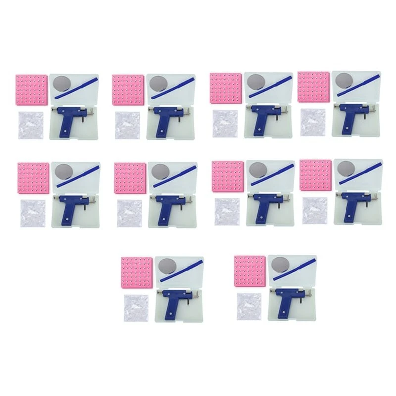 A32HOT-10X Earring Piercing Tool Ear Nose Body Jewelry No Pain Piercing Studs Kits