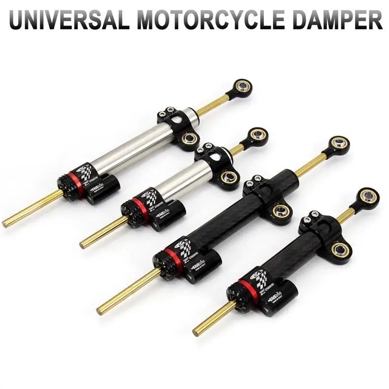Adjustable Damper Steering Stabiliz 345mm steering stabilizer Universal For Honda Kawasaki Yamaha Carbon fiber texture
