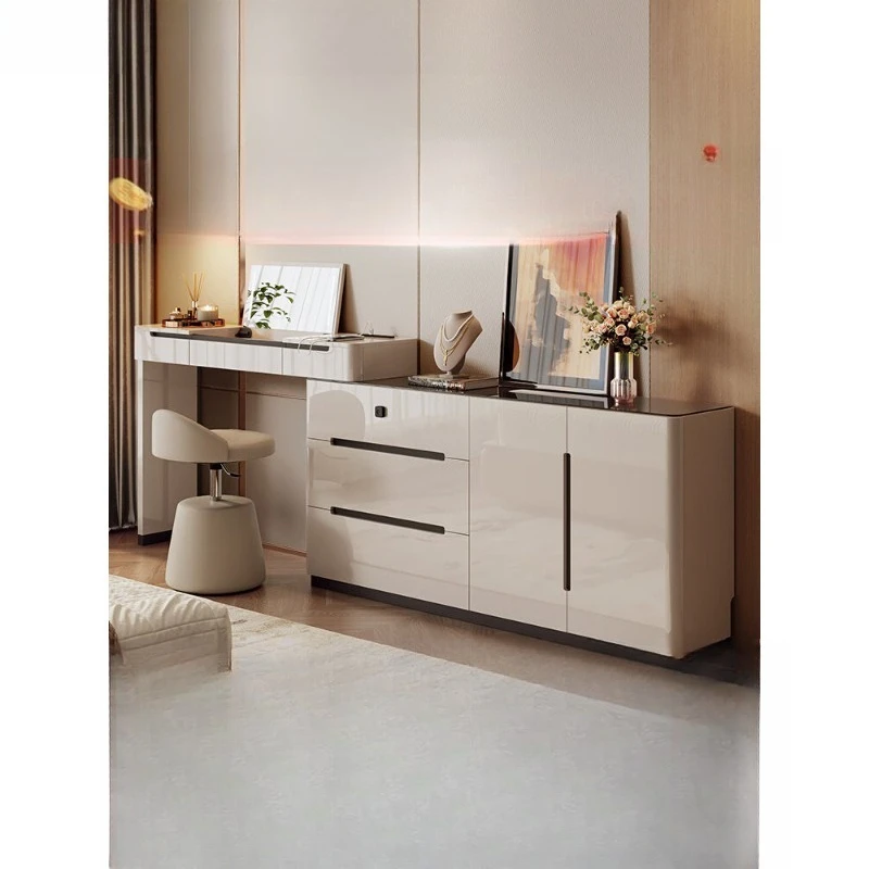 Light luxury high-end dresser chest cabinet integrated, bedroom against the wall ultra-thin 30 makeup table with lock end