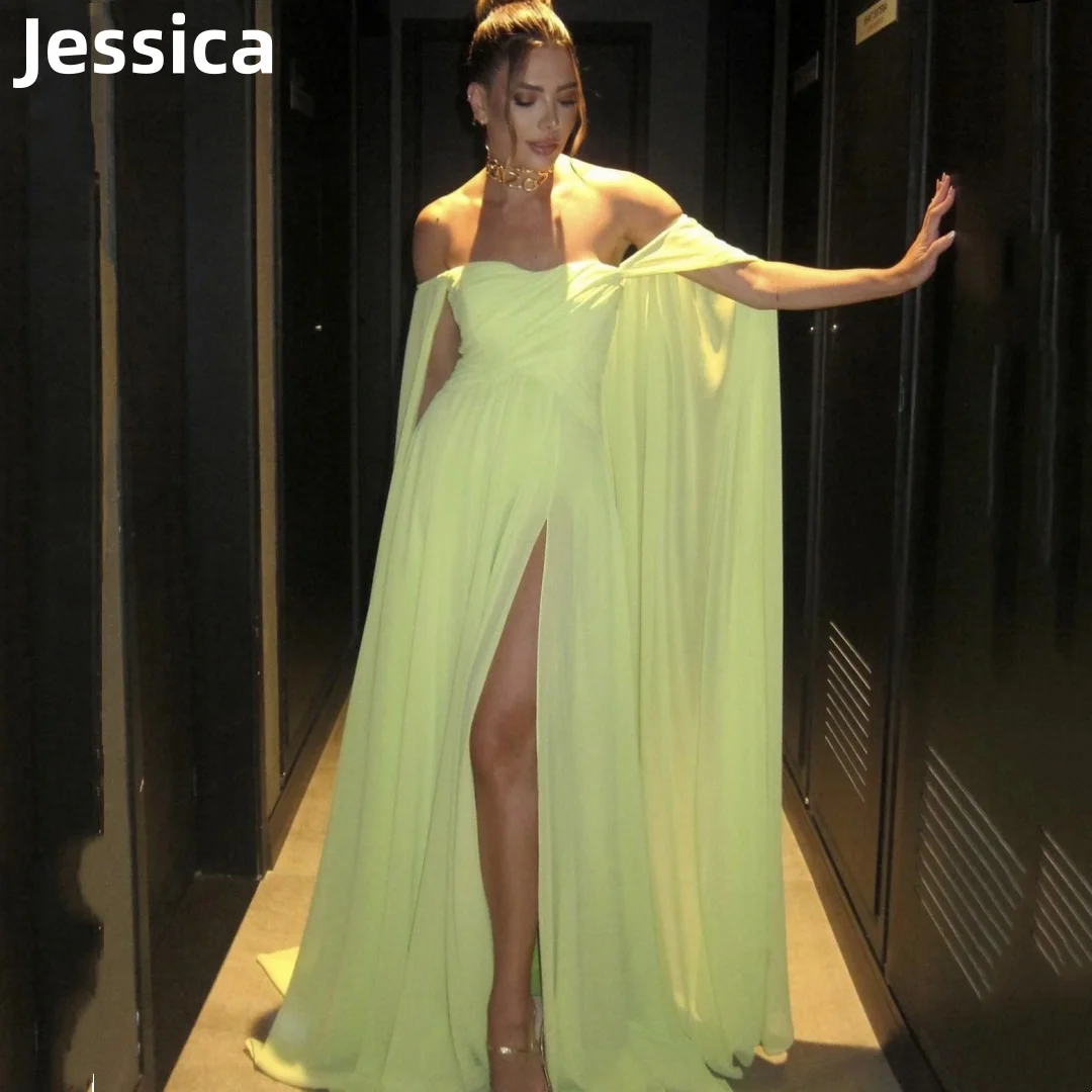 

Jessica Elegant Lady Prom Dresses Sexy Sexy Off Shoulder Shawl 2024Robes De Soirée Yellow A Line Women's Wedding Party Dress