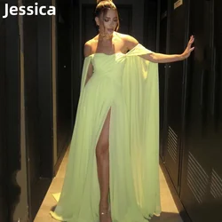 Jessica Elegant Lady Prom Dresses Sexy Sexy Off Shoulder Shawl 2024Robes De Soirée Yellow A Line Women's Wedding Party Dress