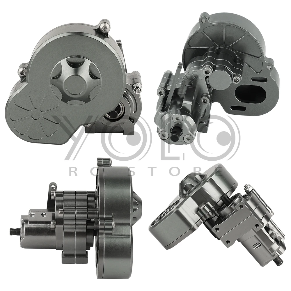 ชิ้นส่วนอัปเกรดรถตีนตะขาบบังคับวิทยุ1/10กล่องเกียร์ตัดโลหะ CNC พร้อมเกียร์สำหรับ AX10 SCX10ตามแนวแกน