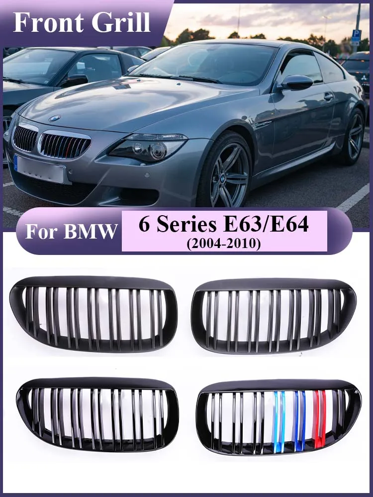 Grilles for BMW 6 Series M6 E63 E64 630i 650i 645ci 2004-2010 Front Air Bumper Kidney Racing Grill Matte M Design Gloss Black