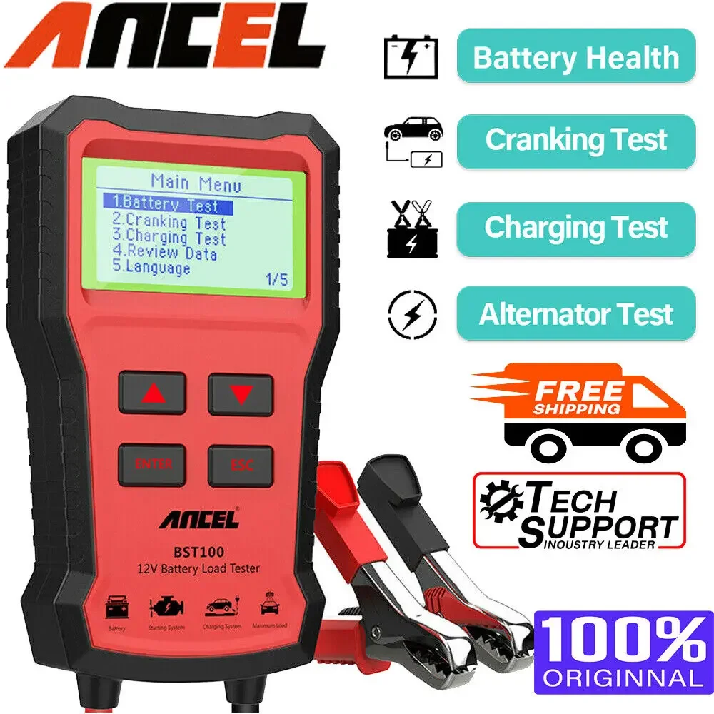 

ANCEL BST100 12V Car Motorcycle Battery Tester 100 to 2000 CCA Cranking Charging Circuit Test Car Battery System Analyzer Tester