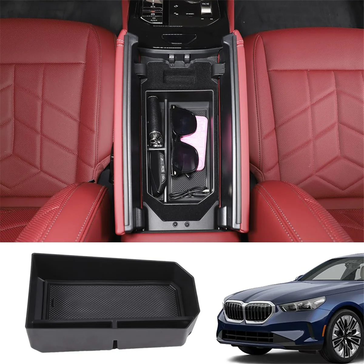 Center Console Armrest Box Organizer Tray Storage Box for BMW 5 Series G60 2024 Interior