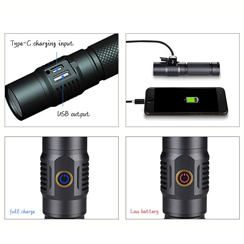 5000mAh Power Bank Extension Pole Thread Compatible Flashlight Accessory for Tools in Store