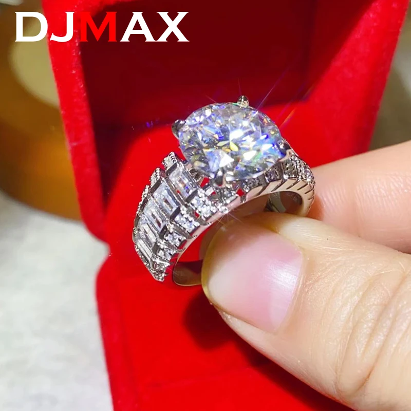 2023 New DJMAX 5ct Moissanite Diamond Rings For Women Original 925 Sterling Silver Top Quality Lady‘s Elegant Diamond Ring