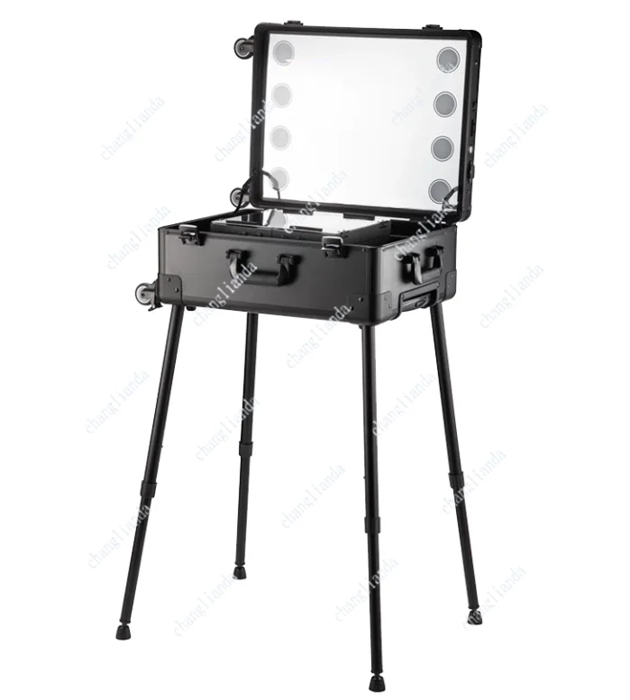 Professional Lamp Trolley Cosmetic Case Hidden Bracket Light Box Makeup Artist Beauty Storage Unit