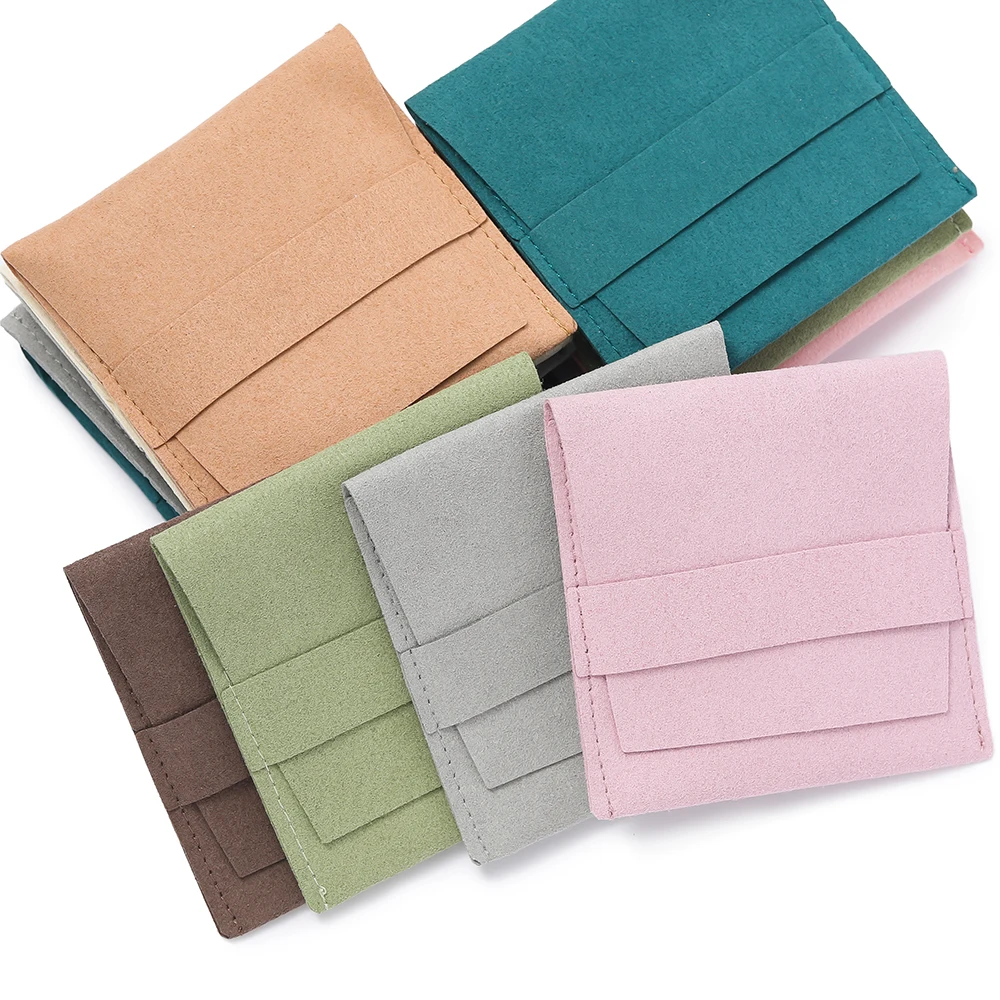 1pcs Microfiber Velvet Small Jewelry Presents 8x8cm Envelope Packaging Pouch for Necklace Ring Bracelet Earrings Storage Bags