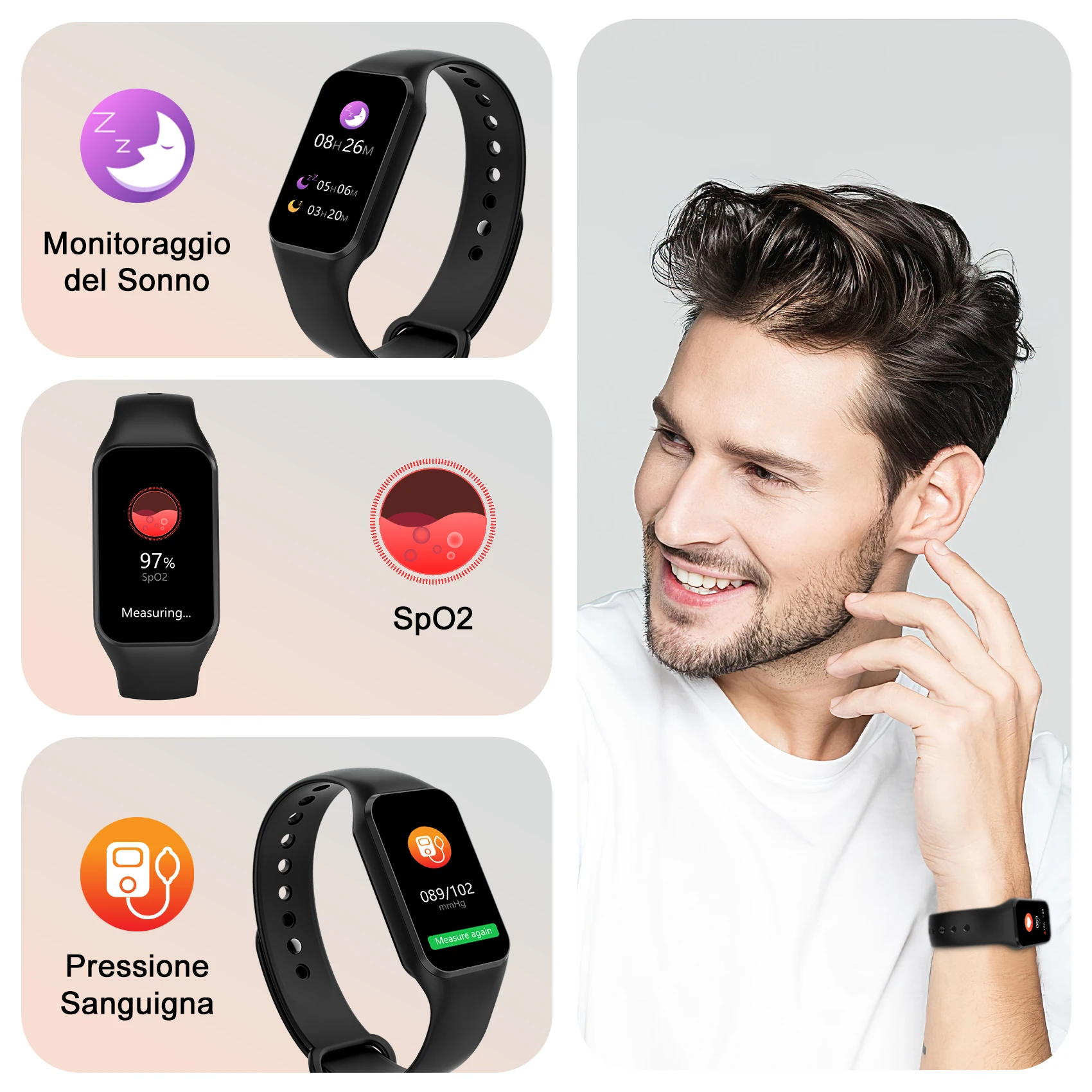 Blackview Sports Smartwatch النوم الصحة مراقبة القلب عداد الخطى اللياقة البدنية ساعة IP68 مقاوم للماء الرجال النساء ساعة لنظام أندرويد/IOS