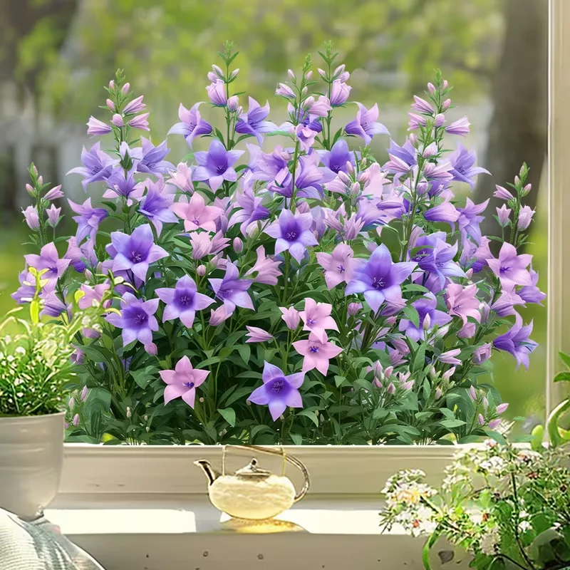 1PC natural wind purple blue wind chime flower group, adhesive free static stickers suitable for home decoration