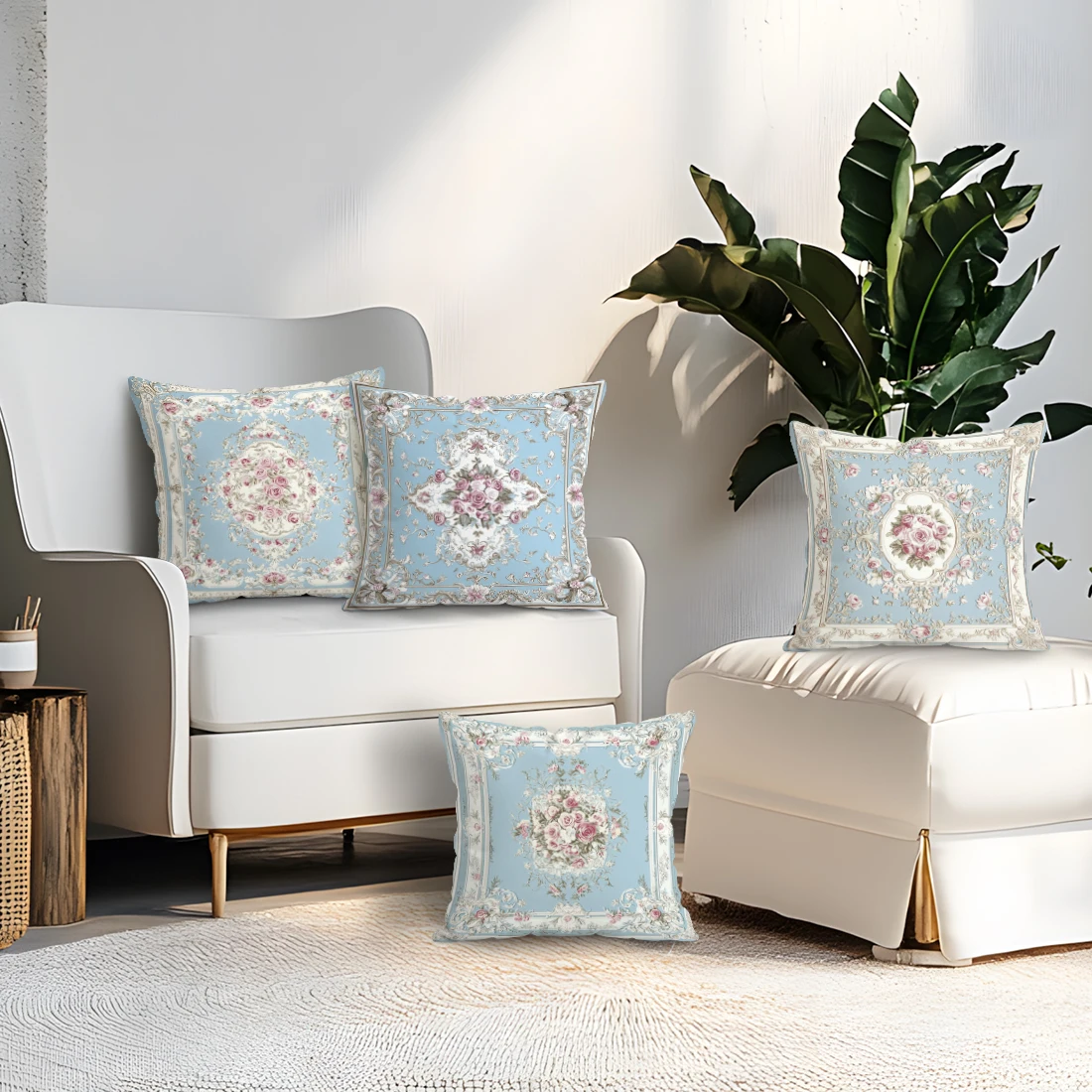 Flower Cluster Pattern Pillowcase Printed Polyester 40/45/50cm Throw Pillowcover Decorative Sofa Cushion Pillowslip Home Decor