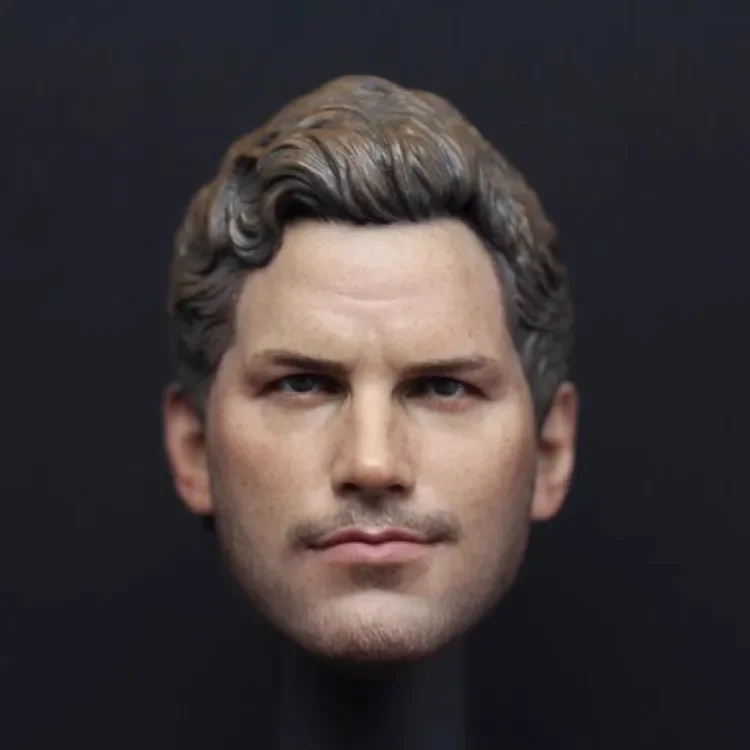 Realistyczna głowa męskiej figurki w skali 1/6 - styl inspirowany żołnierzem wojskowym i bohaterem science fiction, pasująca do 12-calowego ciała figurki akcji, akcesorium do zabawki.