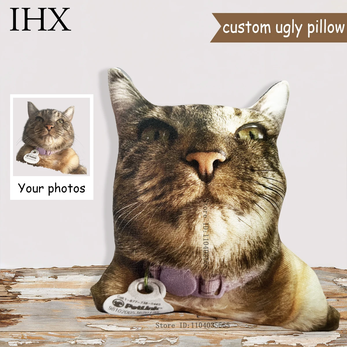 IHX Custom Dog/Cat Pillow Personalized 3D Human Head Portrait Photo Pillow Lover Memorial Gift Sofa Cushion Throw Pillow