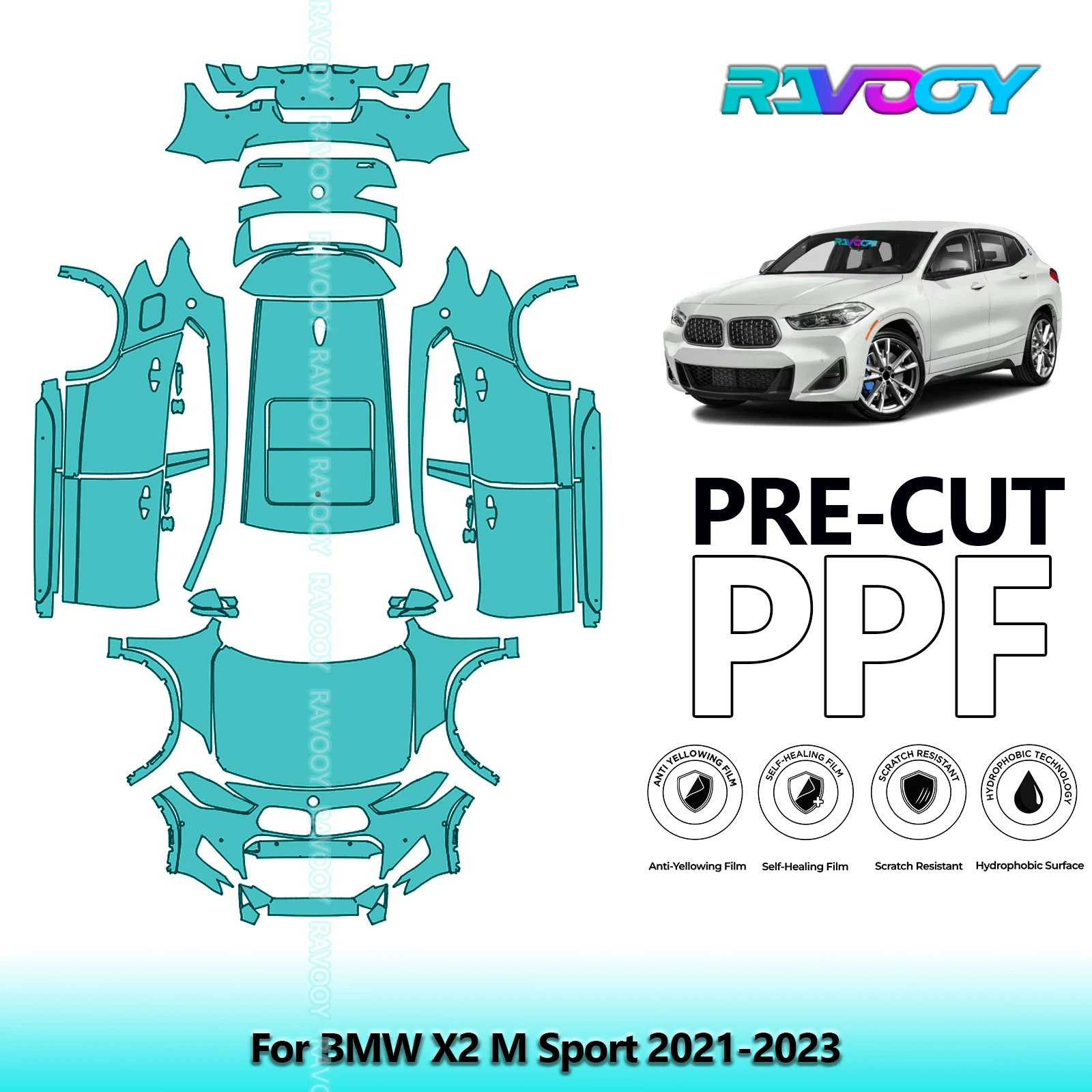 

Car Precut PPF Paint Protection Film Full Vehicle For BMW X2 M Sport 2021-2023