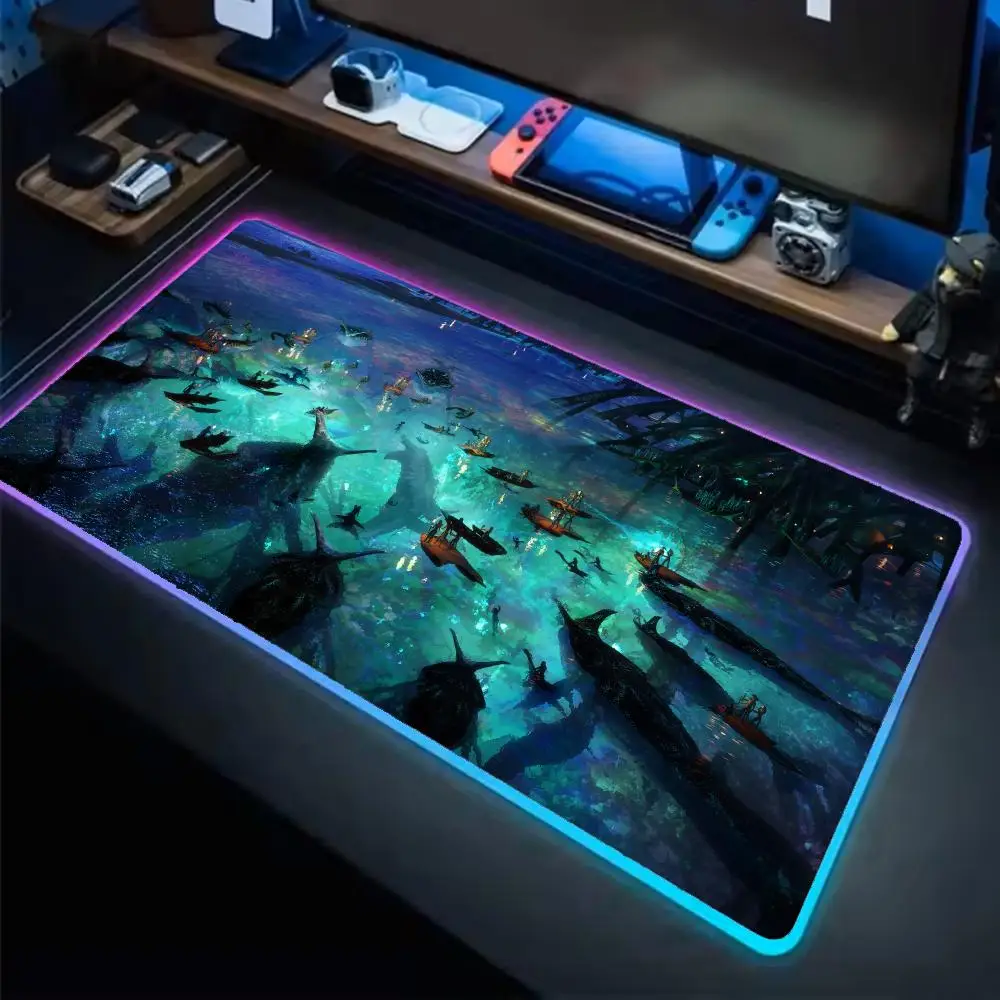 Avatar Fire Ash Mouse Pad Anime Gaming Mouse Pad LED Table Pads Backlit Rubber Desktop XXL RGB Desk Mats