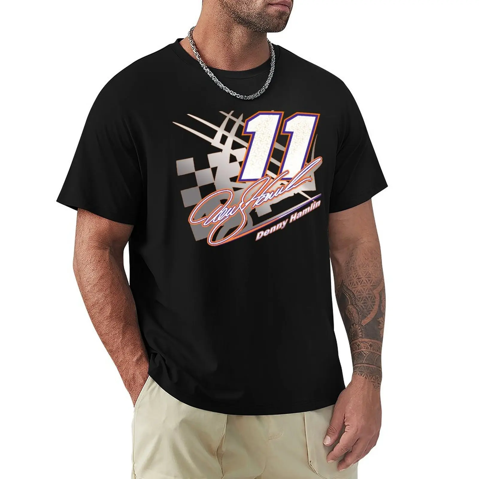 Denny Hamlin #11 is an American professional racing driver T-Shirt Basic Plain Short Sleeve Crew Neck Tee