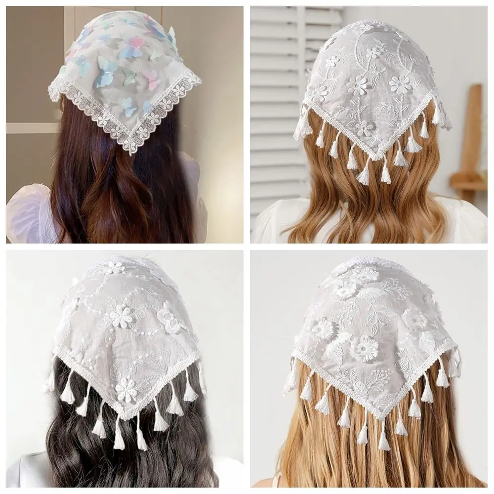 

Gentle Multicolor Lace Headband Tassels Floral Butterfly Paatern Headscarf Hair Accessories Spring Outing Hair Band Cosplay