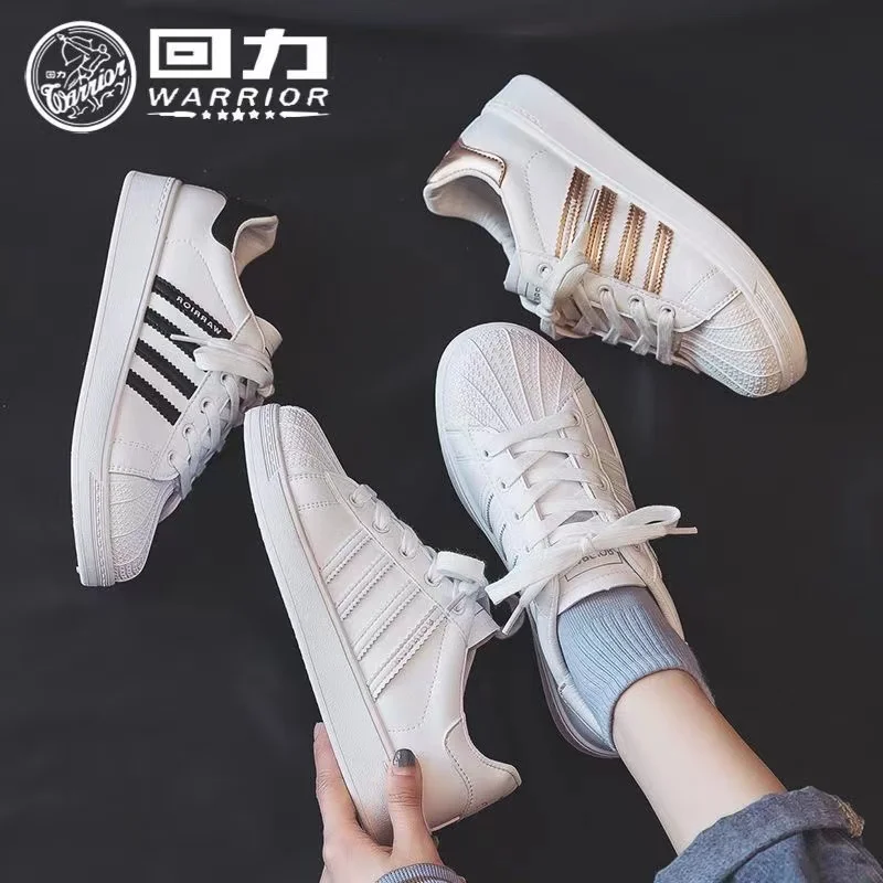 Warrior All Star Fashion Women Men Couple Casual Sneaker White Shell Flat Leather luxury Designer Shoes For Women High-quality