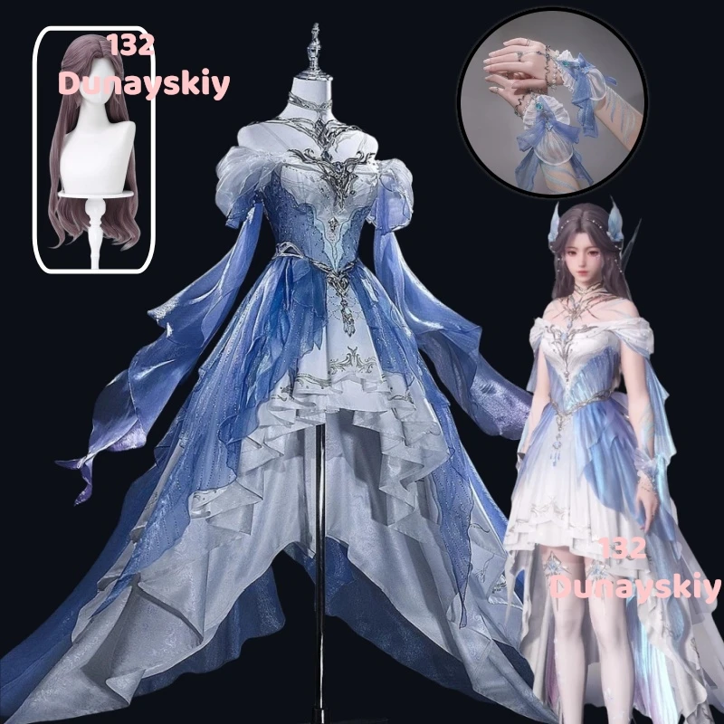 

Love and Deepspace MC Cosplay Outfit Wig Deepsea Waves Dress Heroines Uniform Headwear Carnival Halloween Party Costume