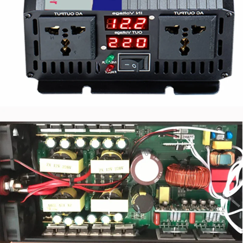 Imagem -04 - Inversor de Carro de Onda Senoidal Pura Conversor Doméstico Transformador de Tensão dc 12 v 24 v 48 v 60v a 220v ca 110v 4000w5000w