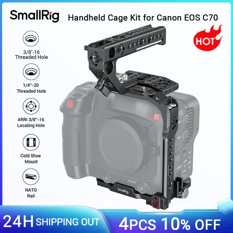 

Клетка для камеры SmallRig, портативный комплект для EOS C70 для Canon с ARRI 3/8 дюйма-16 отверстий, поддержка стабилизаторов DJI RS2/RSC 2