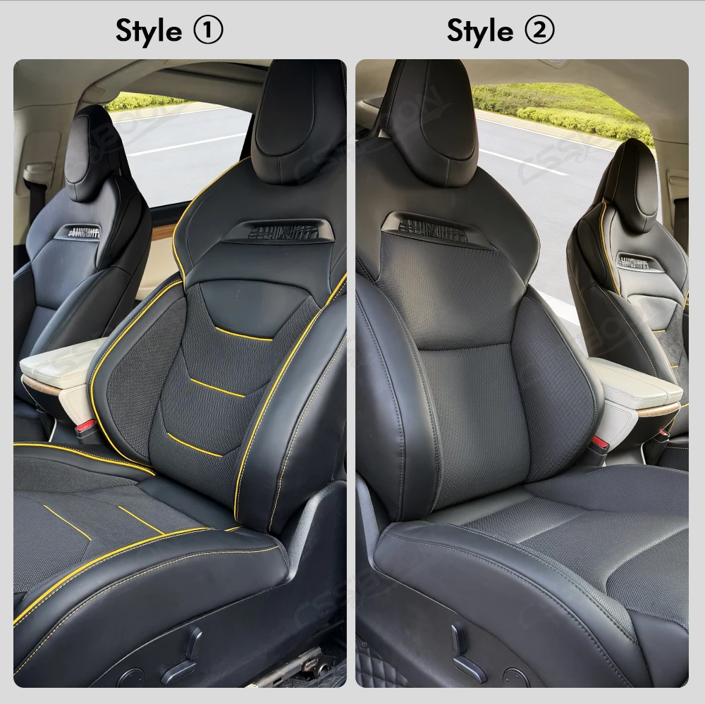 CSSBOON Performance Sport Seat Full Set for Tesla Model S & Model X 2016-2019 PU Leather Ventilated Upgrade Personalize Custom