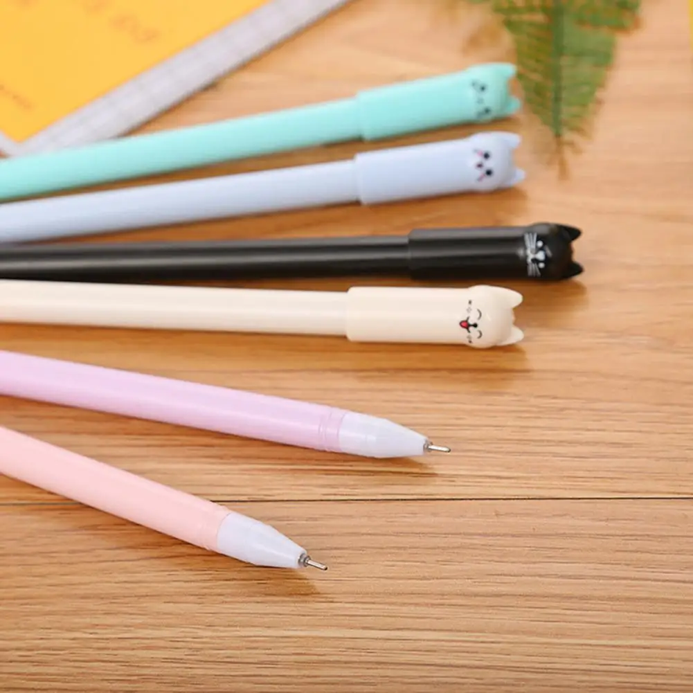 Ergonomic Gel Pen Cute Cat Design Gel Pens with Fine 0.5mm Point for Smooth Writing Comfortable Grip Quick-drying Ink for Easy
