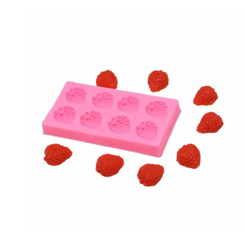 Molde de silicona con forma de fresa para decoración de pasteles, galletas, chocolate y azúcar DIY