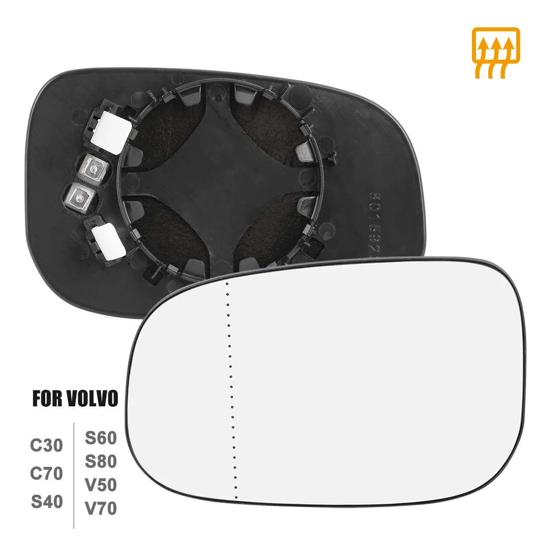 

Uxcell Mirror Glass Heated with Backing Plate Driver Side LH Left Side Rear View Mirror Glass for Volvo C30 2007-2013