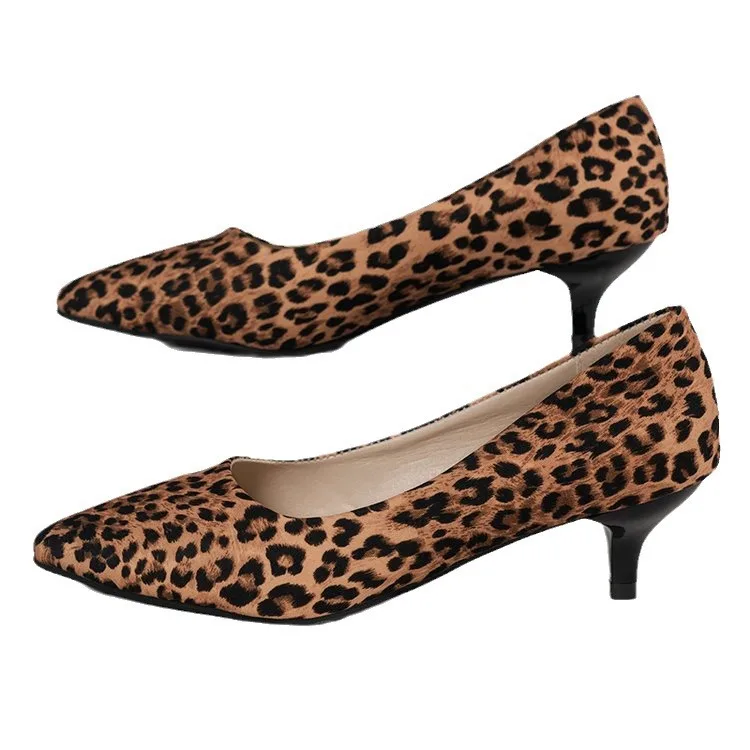 2024 New Plus Size 43 Sexy Elegant Women\'s Shoes Fashion Leopard Print Pointed Toe Thin High Heels Sandals Chaussure Femme Pumps