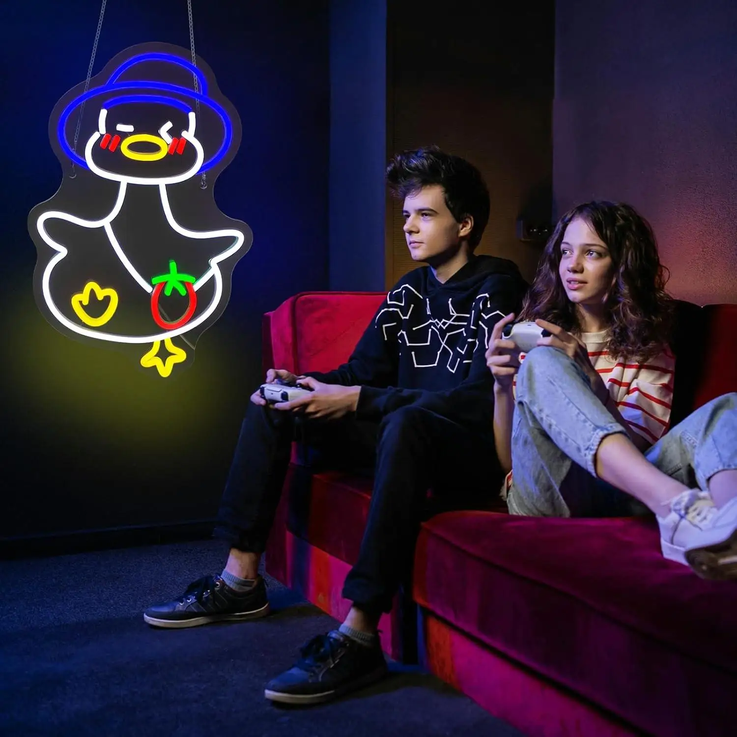 Duck Neon Sign USB Dimmable LED Neon Lights for Bedroom Nursery Children's Room Decoration Cute Gifts for Kids Night Light