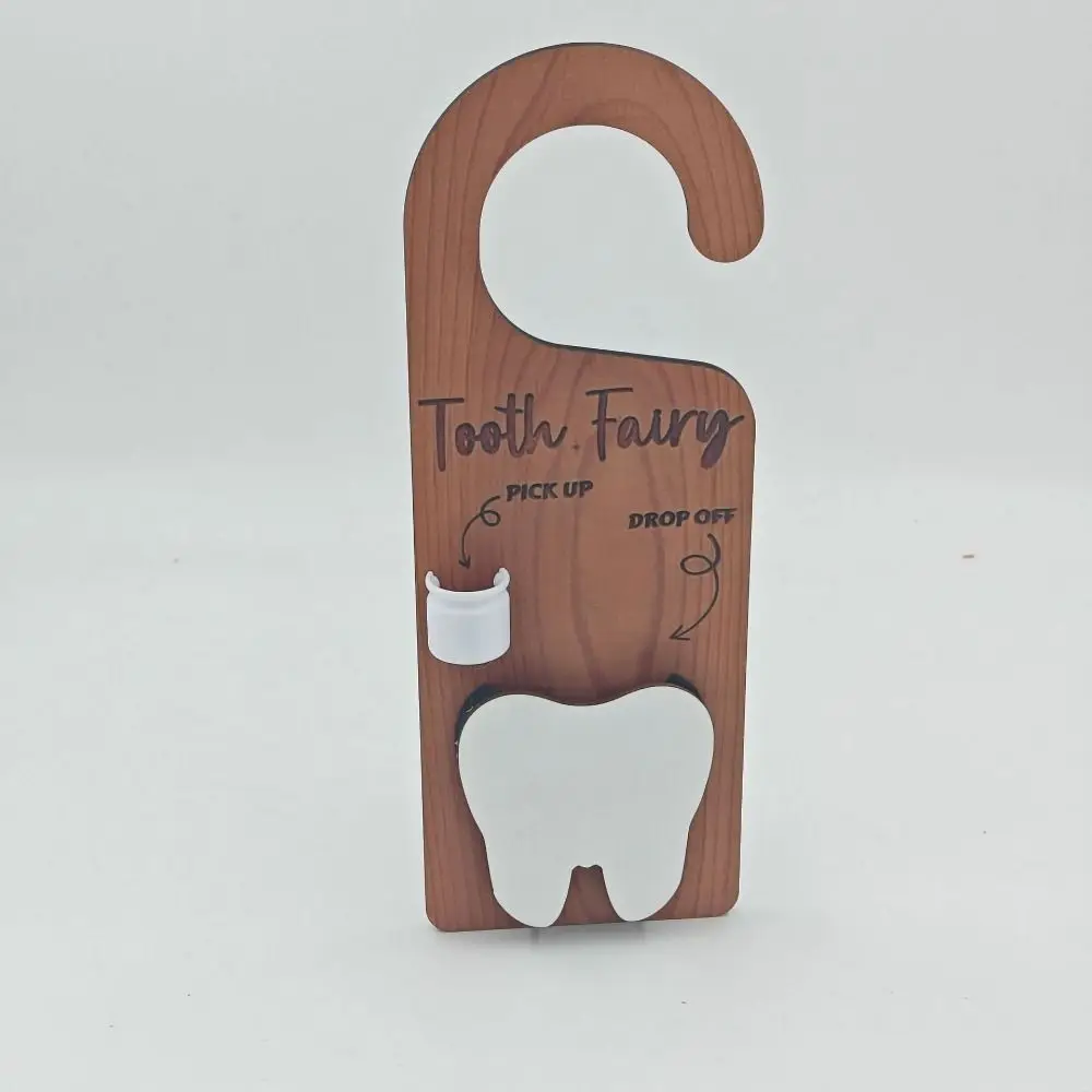 Wooden Tooth Door Hanger Decorative Tooth Fairy Nursery Tooth Pick Up Box Encourages Tooth Care Lightweight