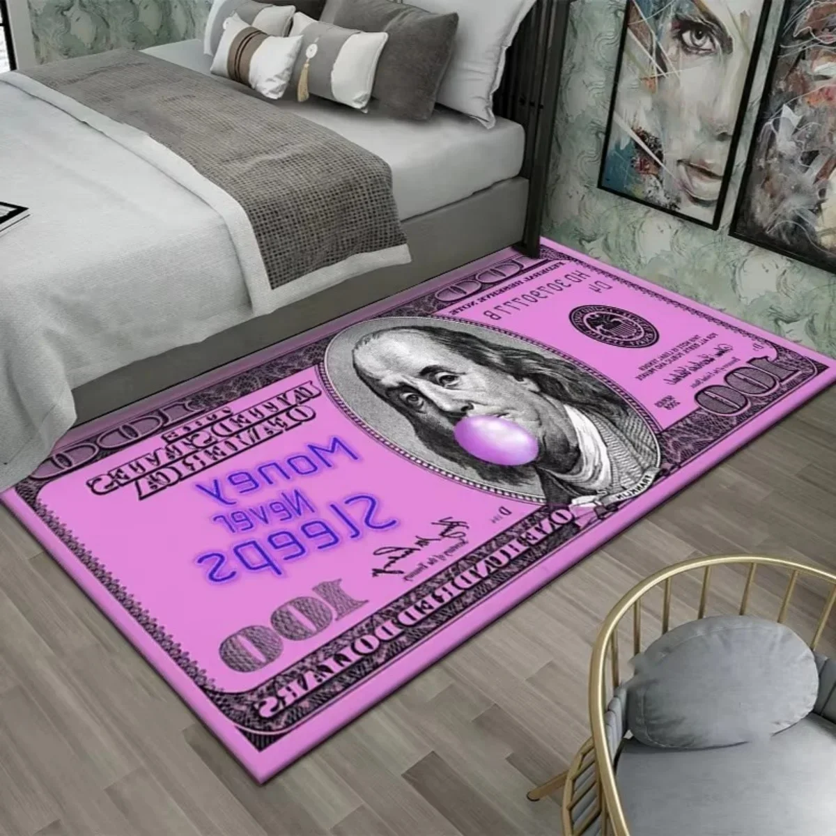 B16LYX Hip Hop Style Dollar Bill Print Carpet Vintage Wealth Symbol Floor Rug Unique Home Decor Mat For Entryway Indoor Decor