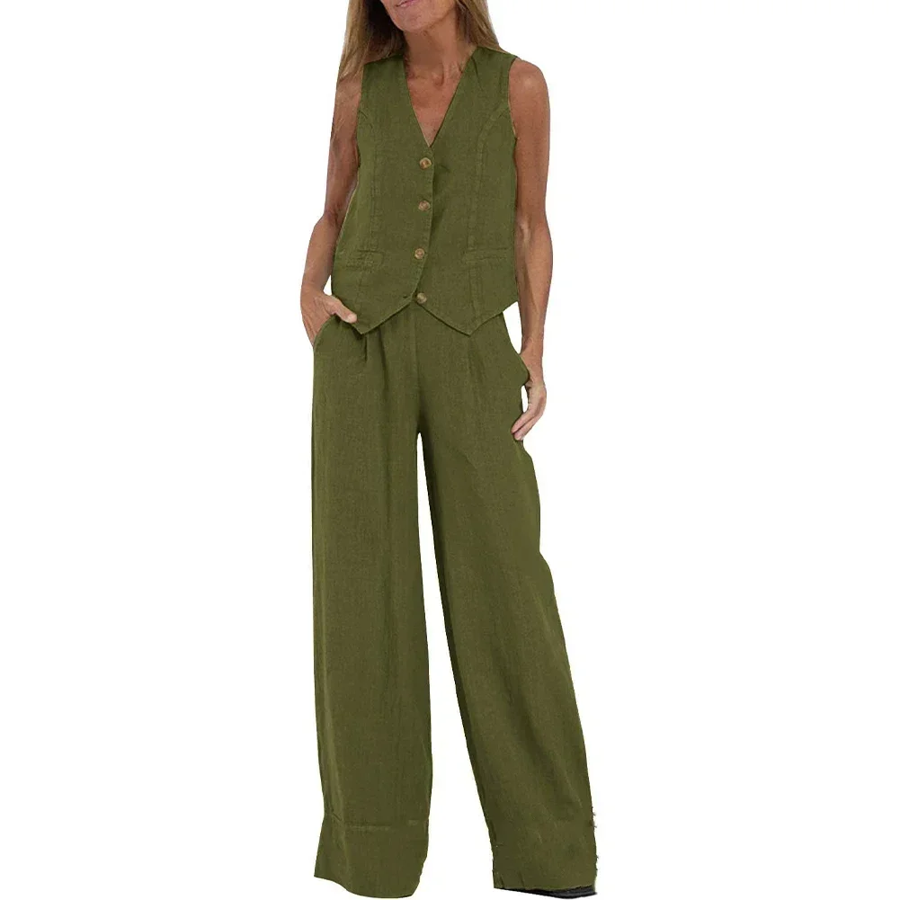 Womens New Fashion Vest Trousers Suit Casual Versatile Temperament Suit