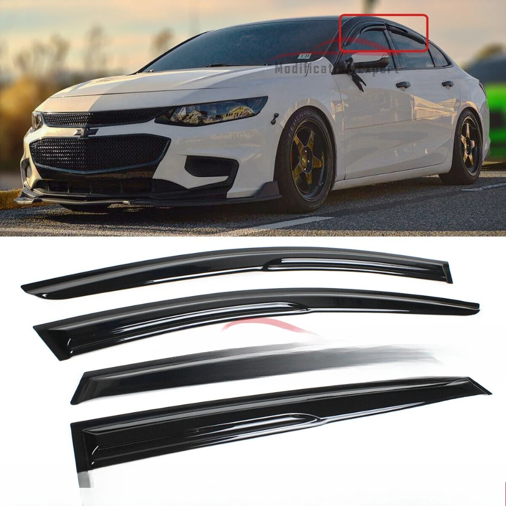 

For 2016-2024 Chevy Malibu Sedan 3D Wavy Mugen Style Window Visors Rain Guards United States